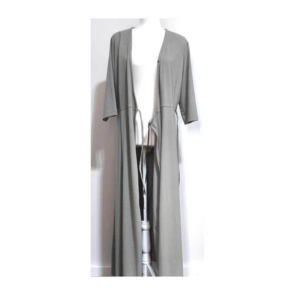 TravelSmith Wrap Dress Womens L‎ Gray 3/4 Sleeve V-Neck Maxi - Picture 10 of 15